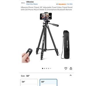 UBeesize 50” Adjustable Tripod W/ Bluetooth Remote & CamKix 3in1 Lens kit